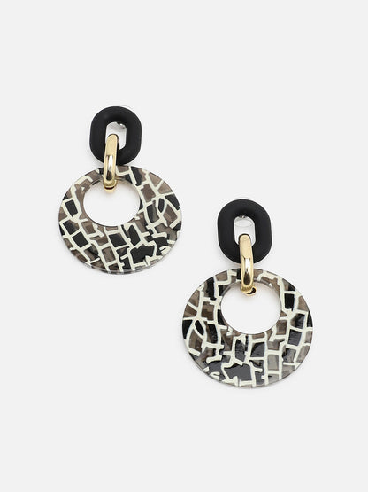 Sohi Black & White Drop Earrings