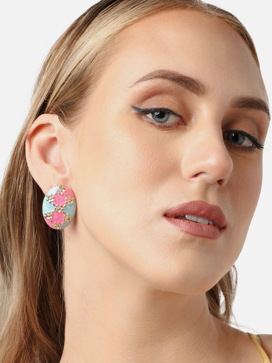 Gold Plated Party Designer Stone Stud For Women