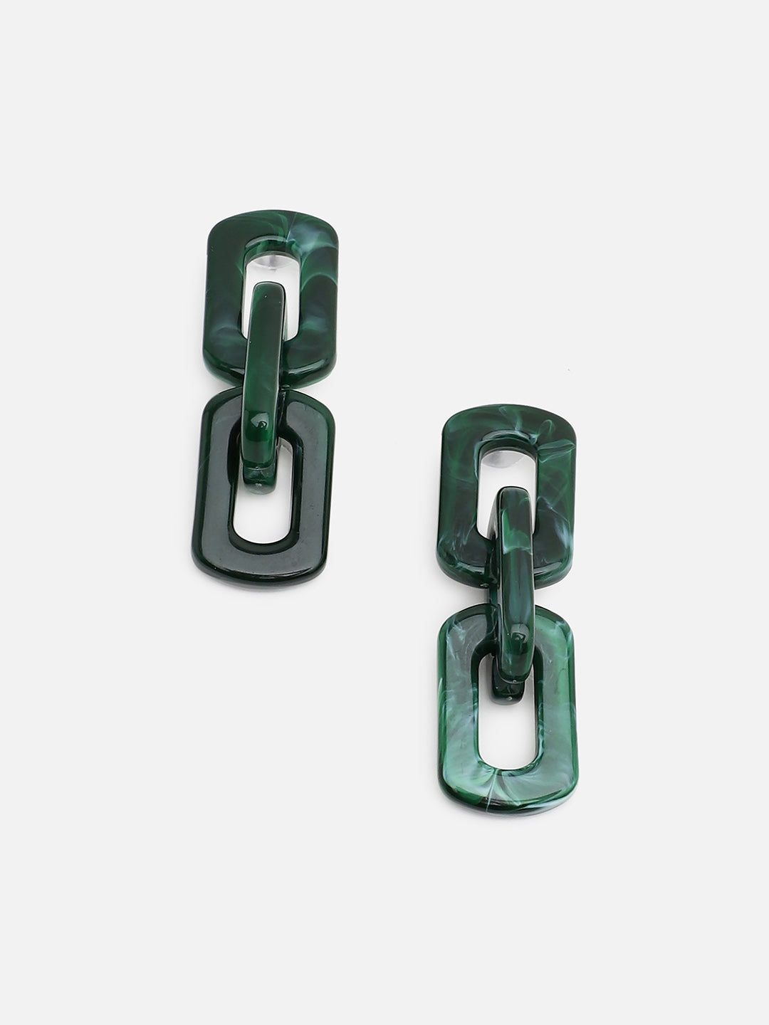 Sohi Green Chain Link Statement Earrings