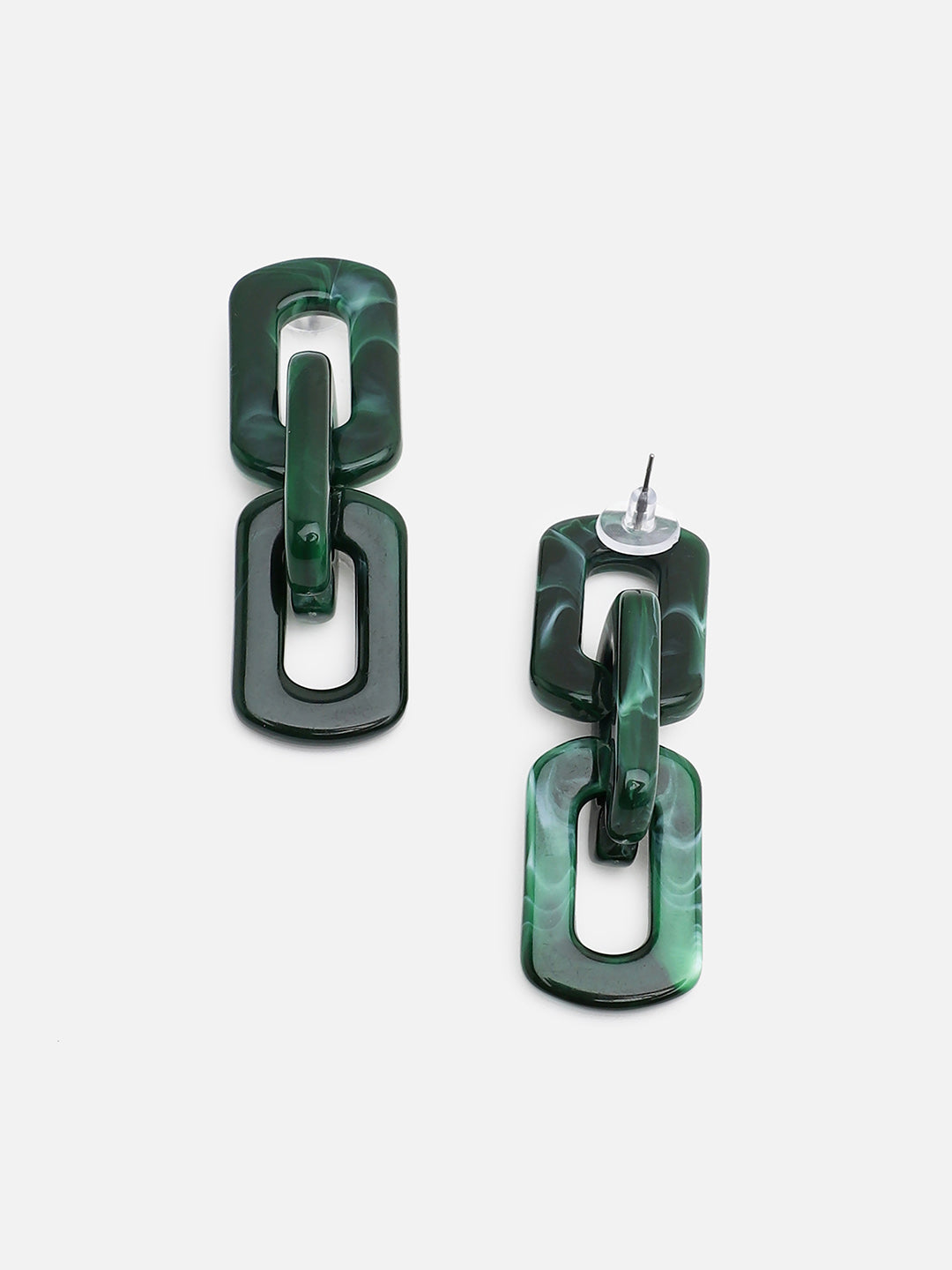 Sohi Green Chain Link Statement Earrings