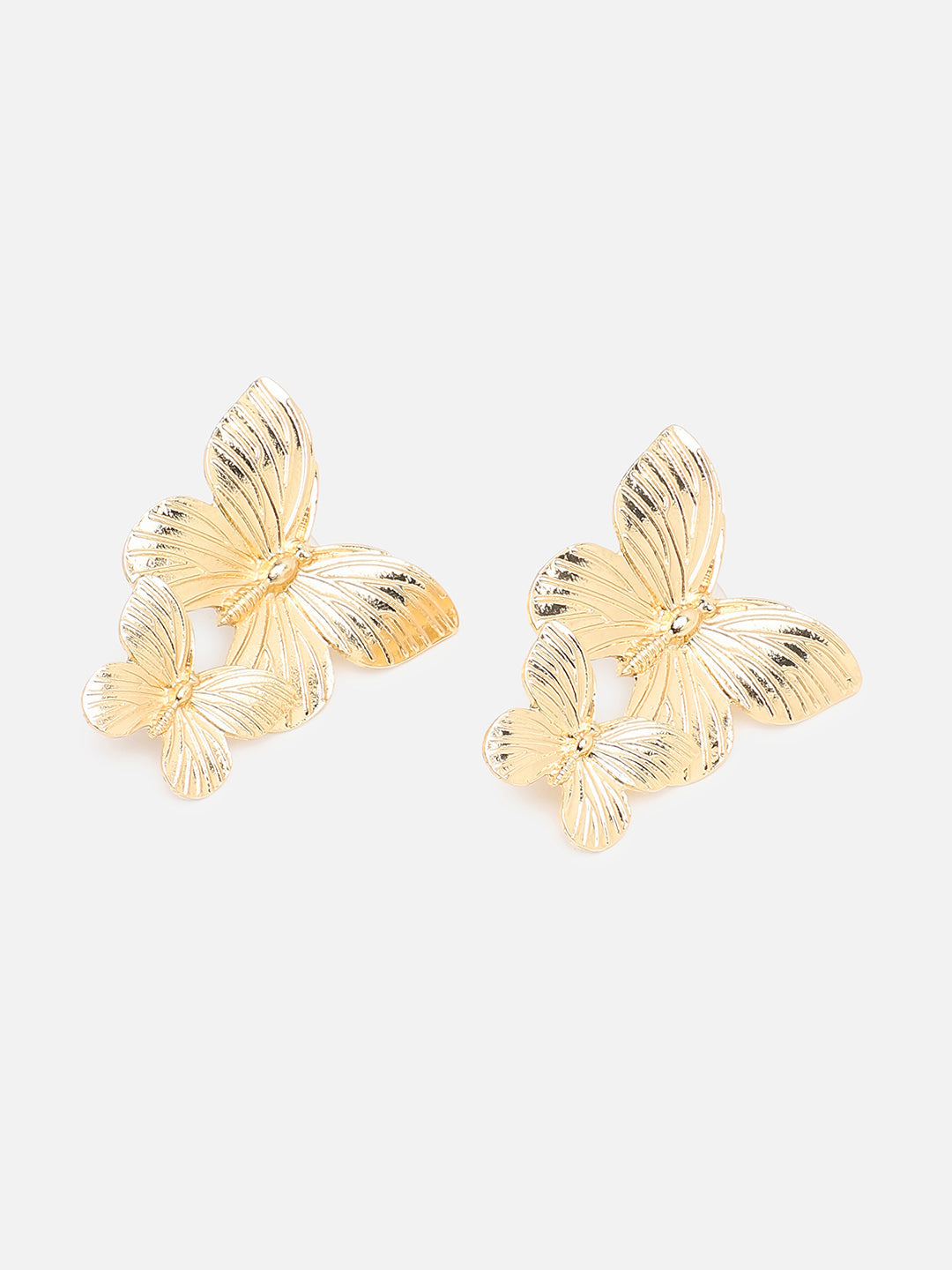 Sohi Gold Plated Contemporary Butterfly Drop Earring