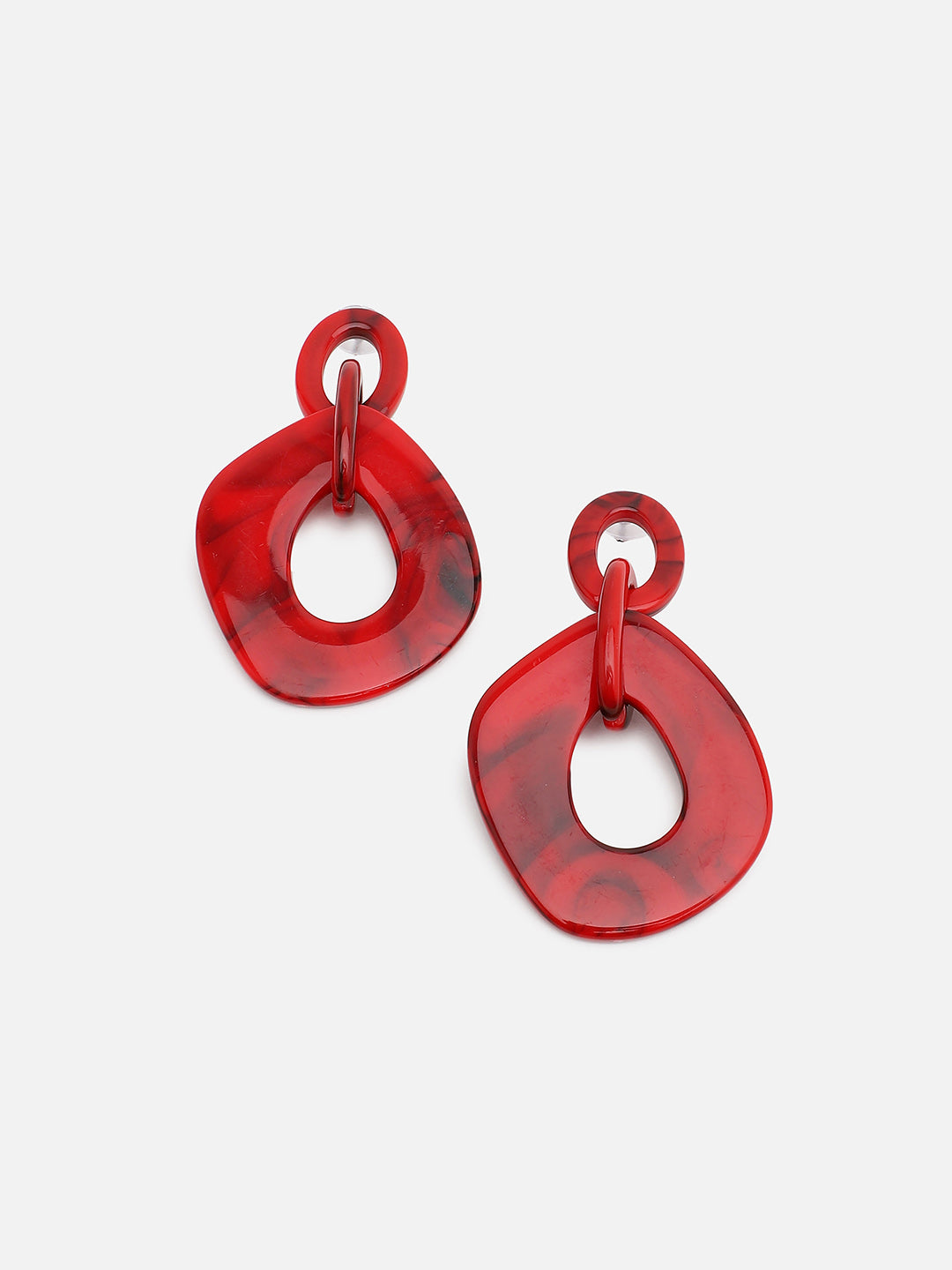 Sohi Red Contemporary Drop Earrings