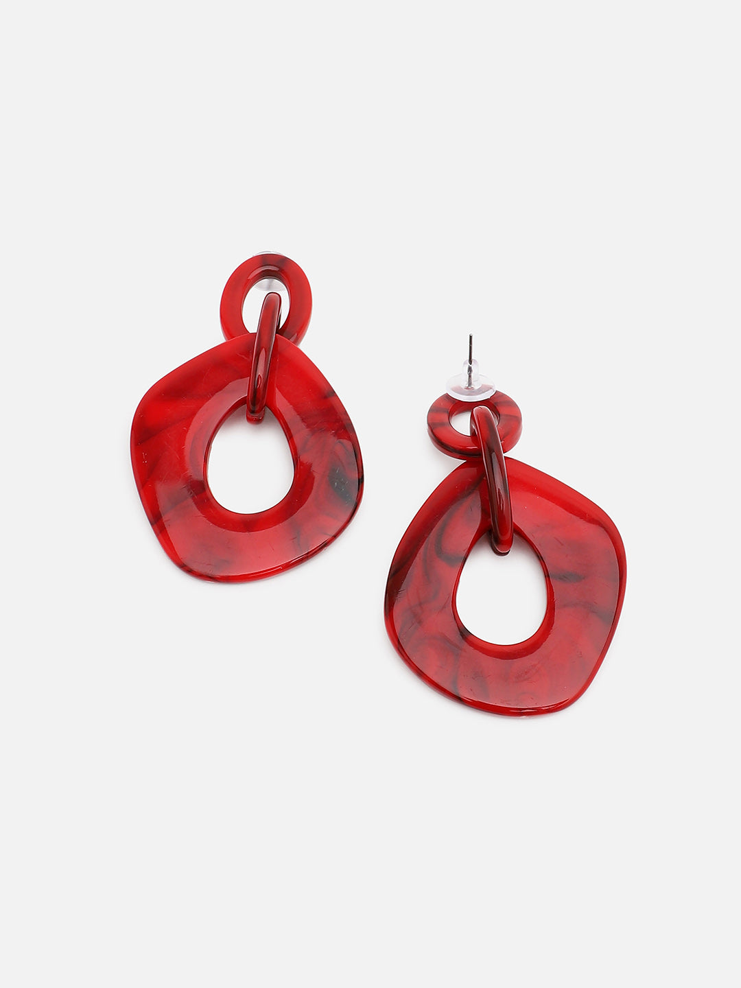 Sohi Red Contemporary Drop Earrings