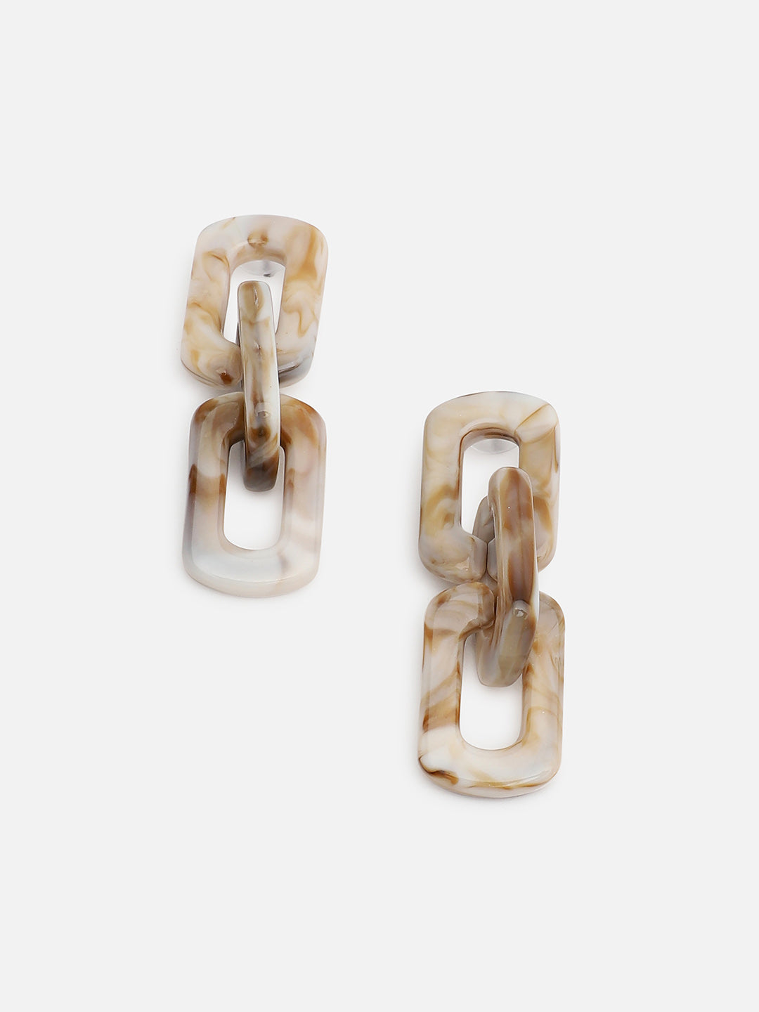 Sohi White Contemporary Chain Link Drop Earring