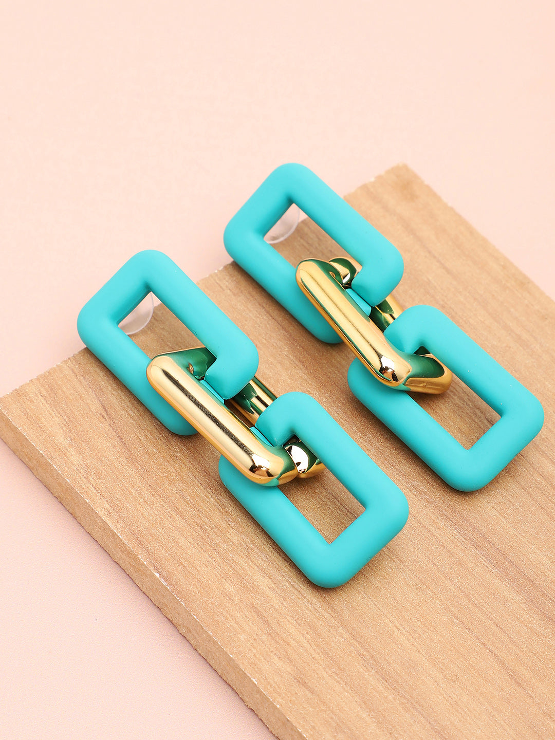 Sohi Gold & Green Chain Link Drop Earring