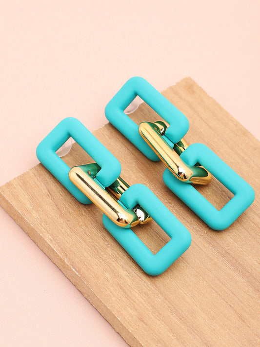 Sohi Gold & Green Chain Link Drop Earring