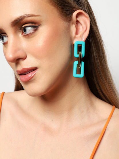 Sohi Gold & Green Chain Link Drop Earring