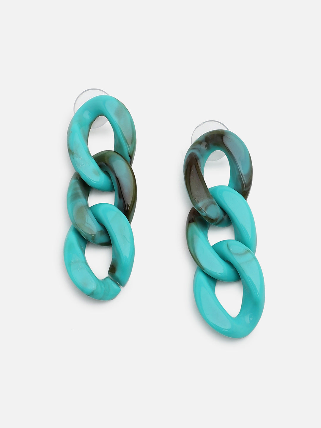 Sohi Green Chain Link Statement Earrings