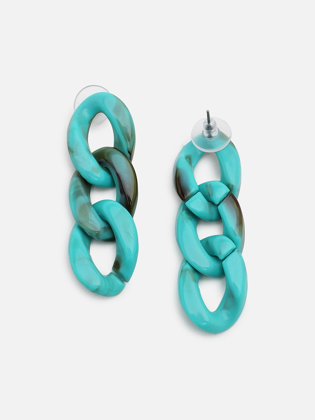 Sohi Green Chain Link Statement Earrings