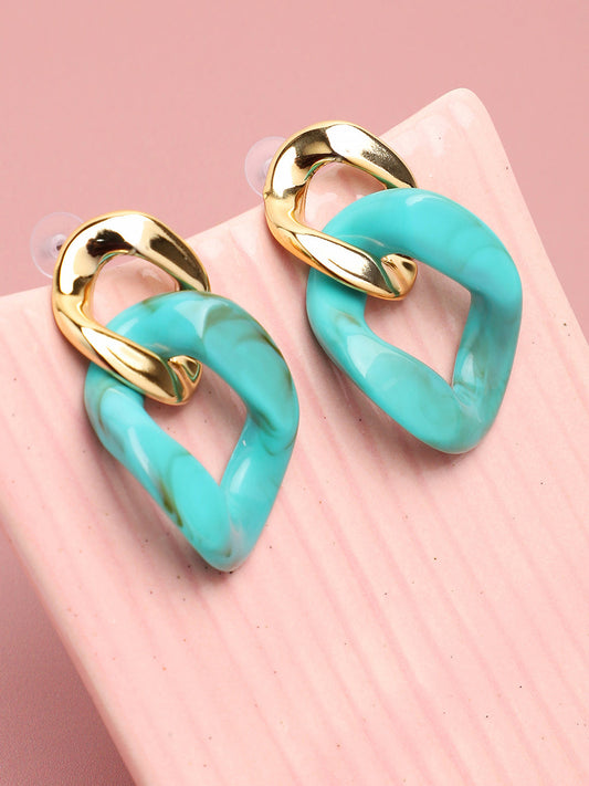 Sohi Gold & Green Chain Link Drop Earring