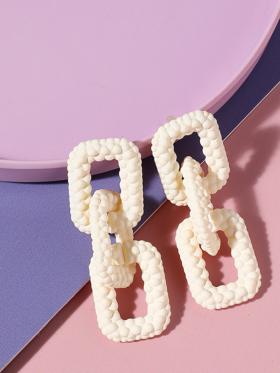 Sohi White Chain Link Drop Earring