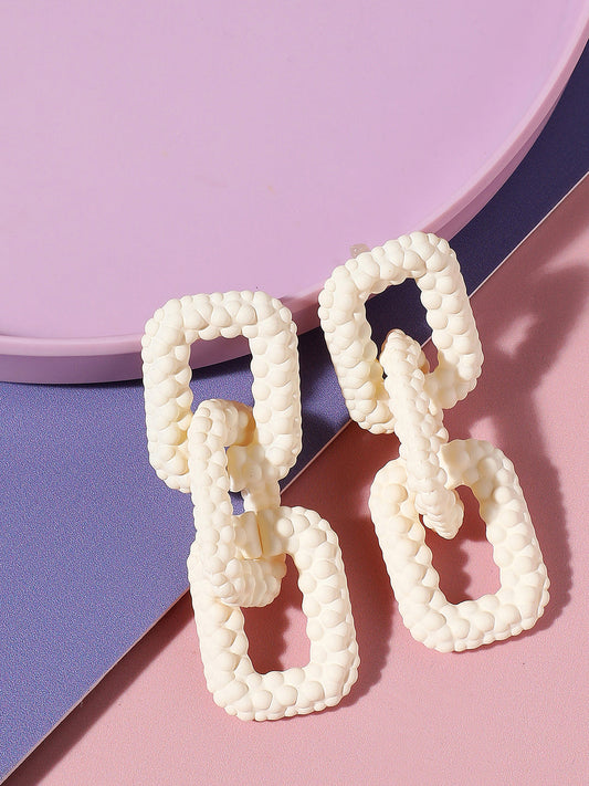 Sohi White Chain Link Drop Earring