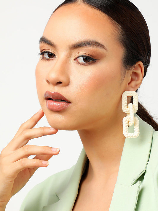 Sohi White Chain Link Drop Earring