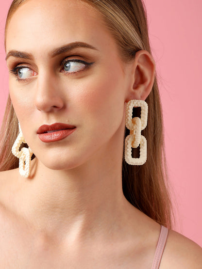 Sohi White Chain Link Drop Earring