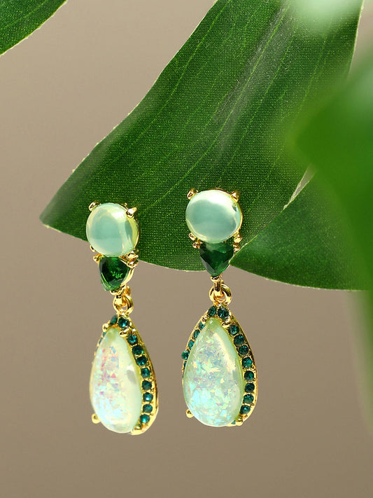 Gold Plated Party Designer Stone Drop Earring For Women