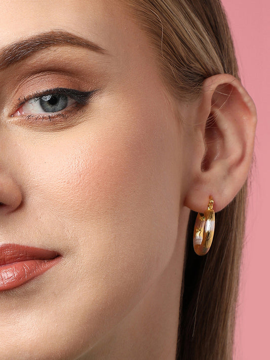 Gold Plated Party Designer Hoop Earring For Women