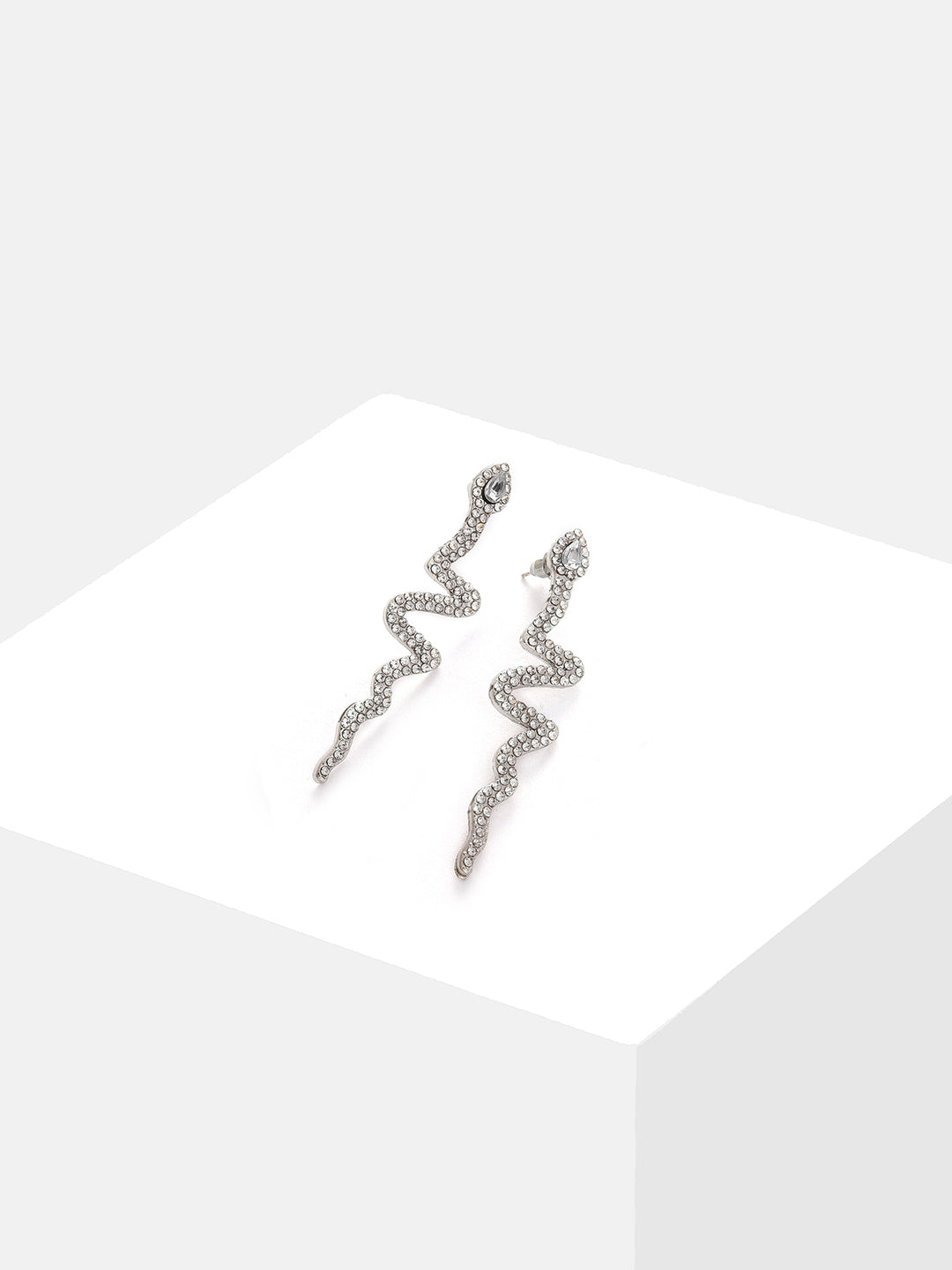 Silver Plated Designer Stone Drop Earring