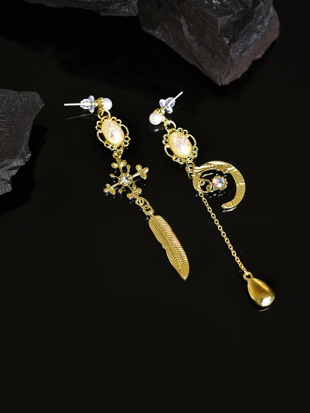 Gold Plated Designer Stone Drop Earring