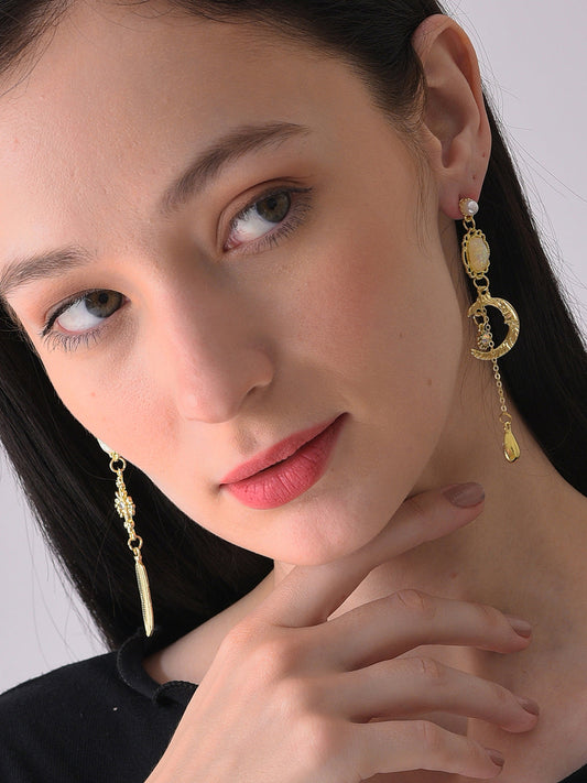 Gold Plated Designer Stone Drop Earring
