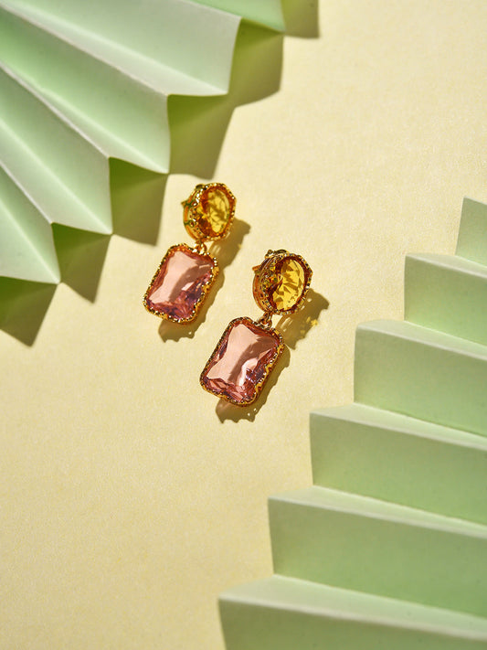 Gold Plated Designer Stone Drop Earring