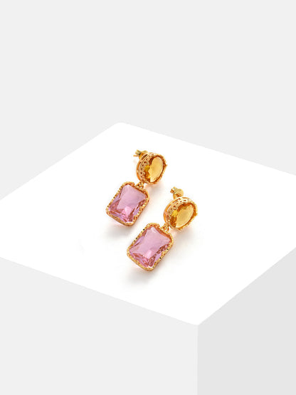 Gold Plated Designer Stone Drop Earring