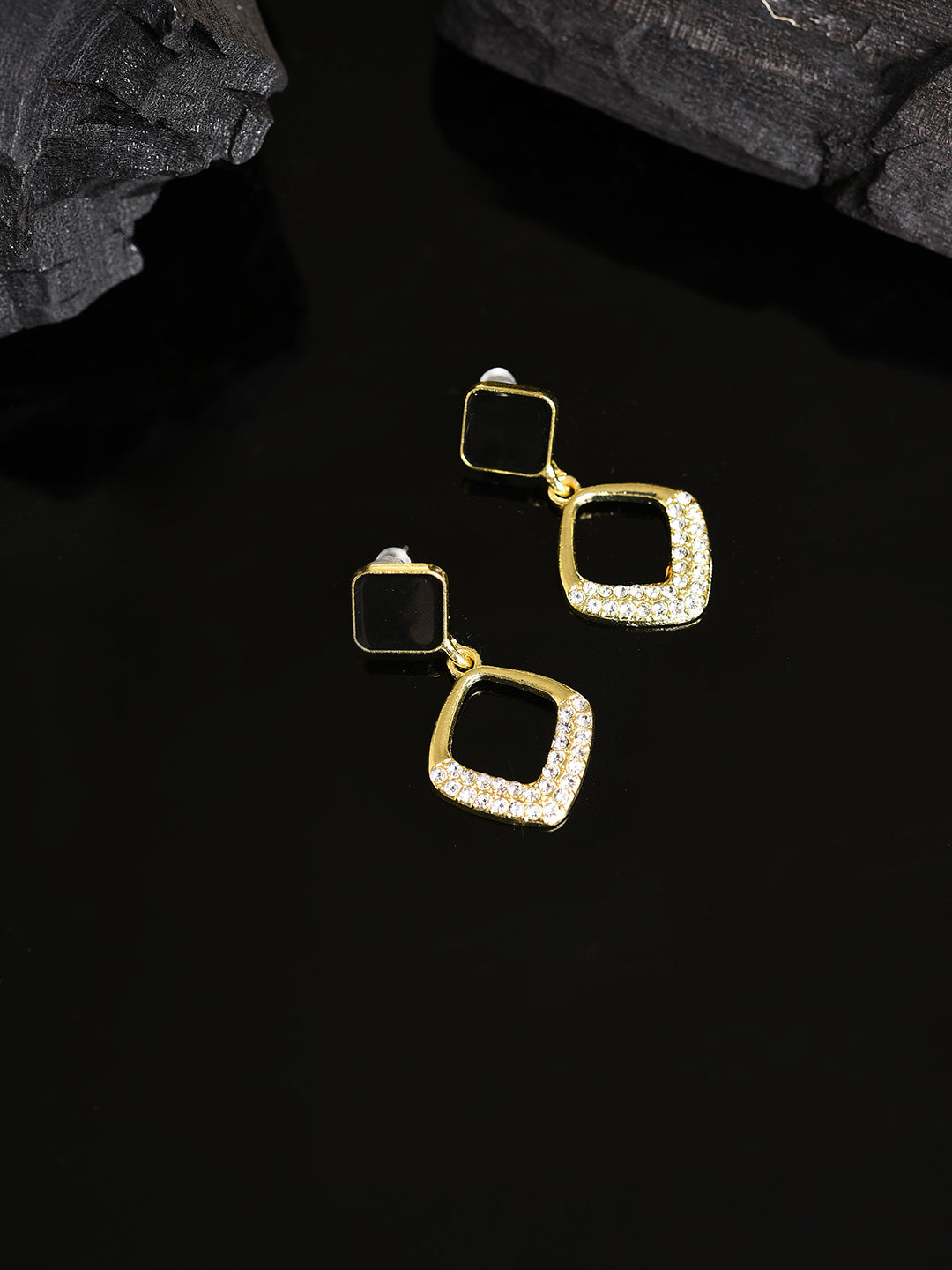 Gold Plated Designer Stone Drop Earring