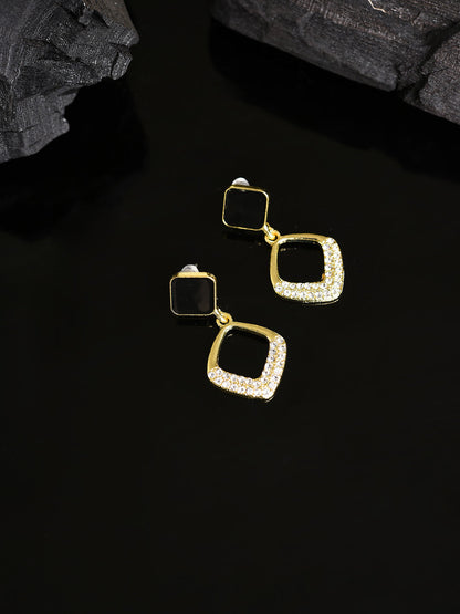 Gold Plated Designer Stone Drop Earring