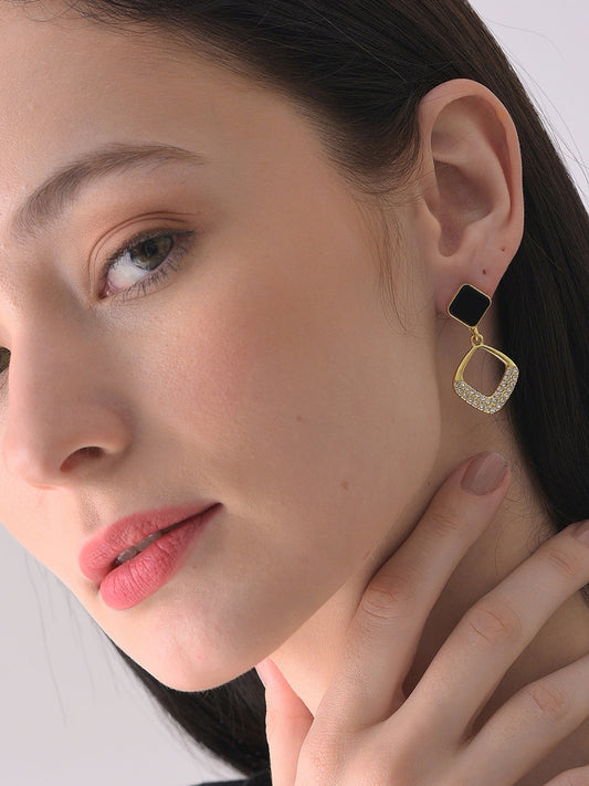 Gold Plated Designer Stone Drop Earring