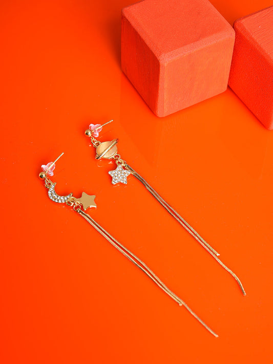 Gold Plated Designer Stone Drop Earring