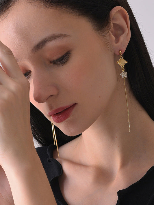 Gold Plated Designer Stone Drop Earring