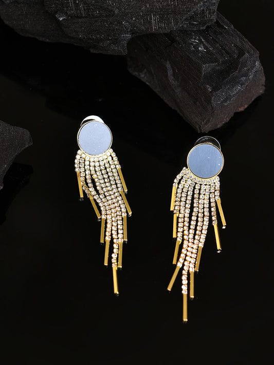 Gold Plated Designer Stone Drop Earring