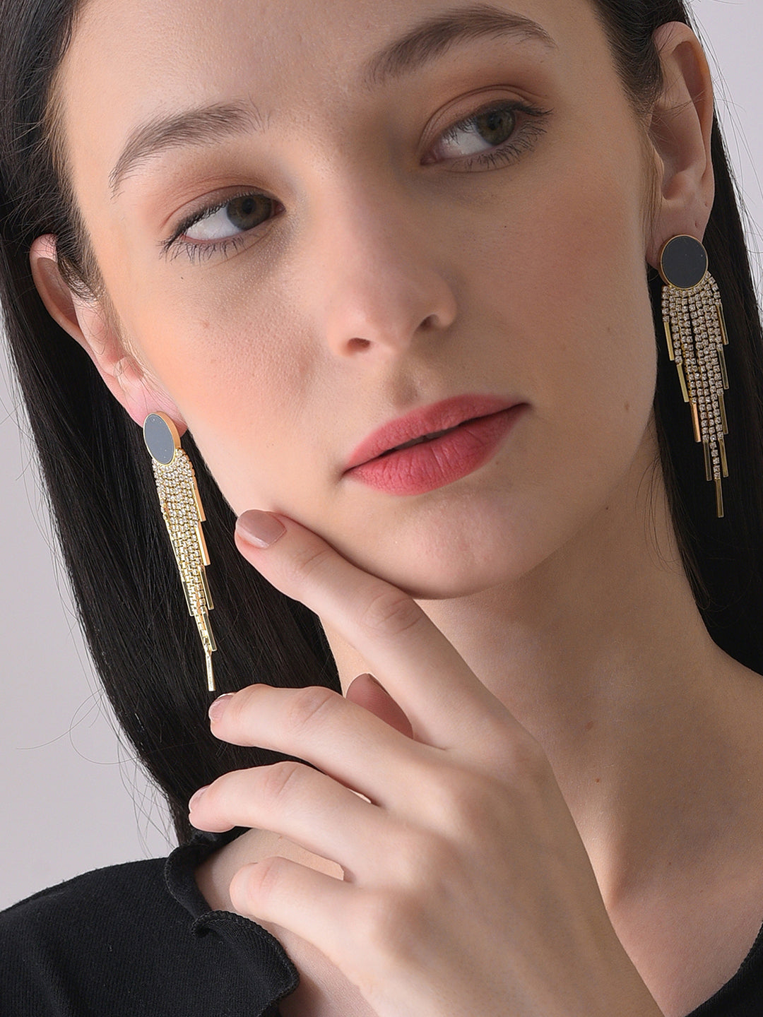 Gold Plated Designer Stone Drop Earring
