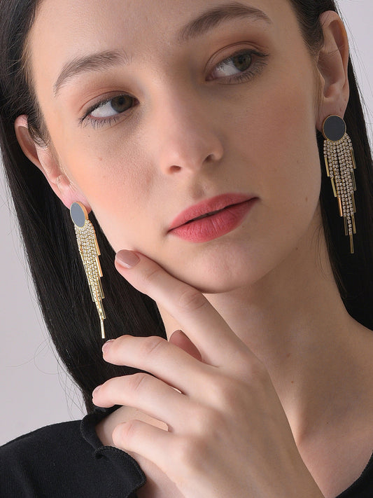 Gold Plated Designer Stone Drop Earring