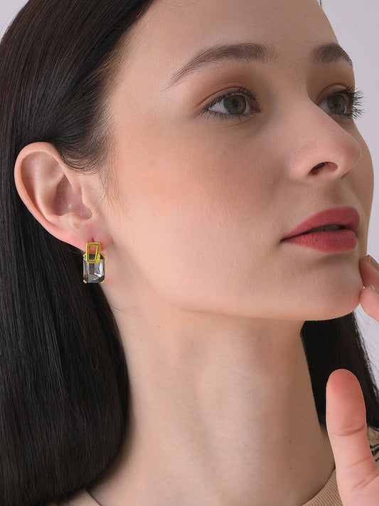 Gold Plated Designer Stone Stud