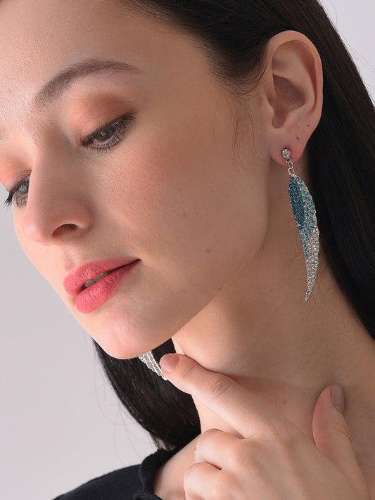 Silver Plated Designer Stone Drop Earring