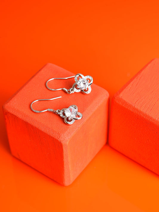 Silver Plated Designer Stone Drop Earring