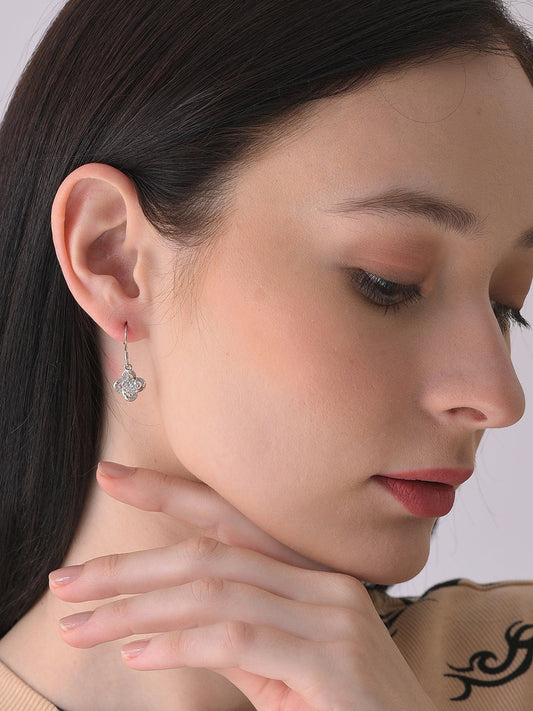 Silver Plated Designer Stone Drop Earring