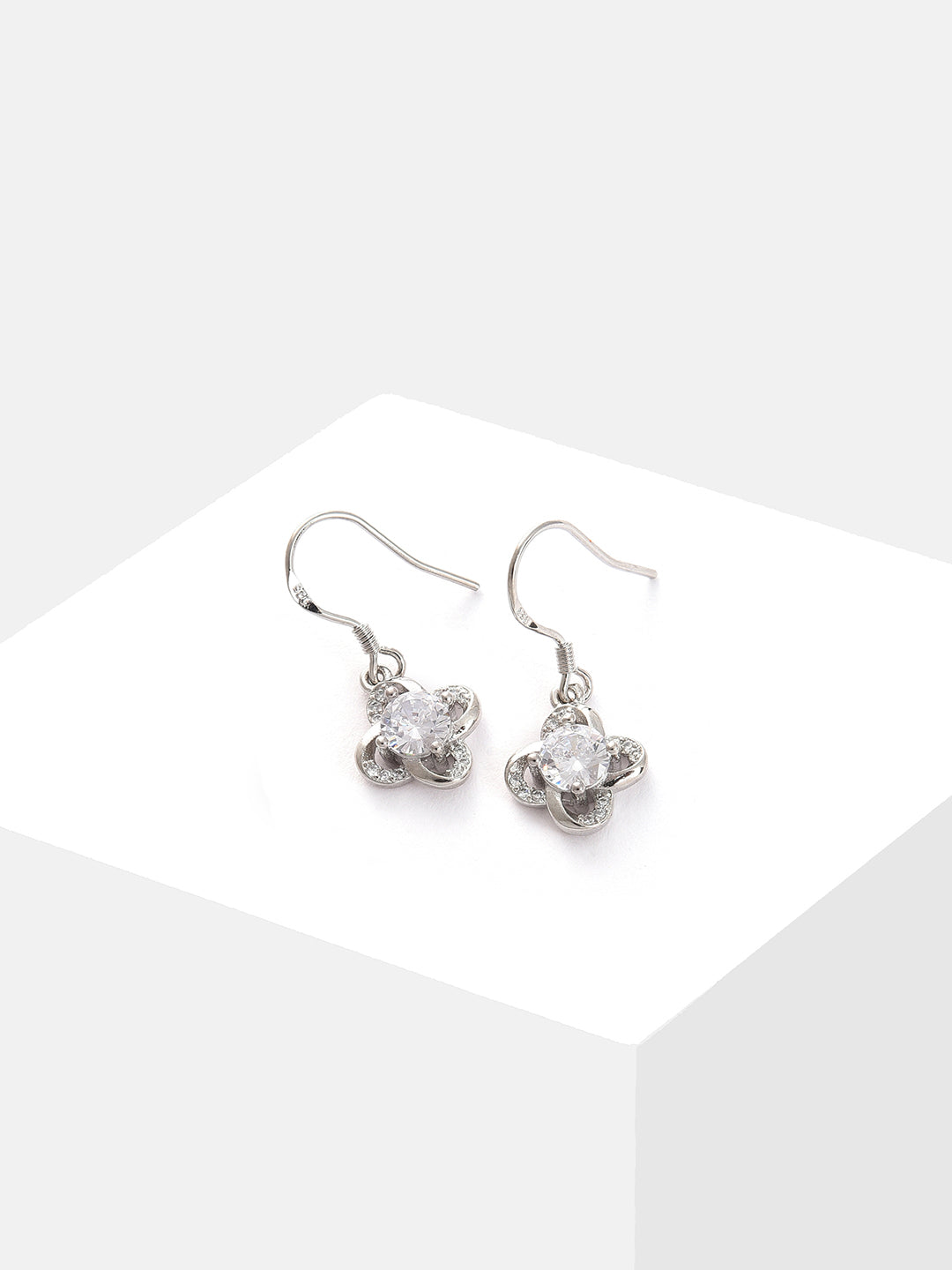 Silver Plated Designer Stone Drop Earring