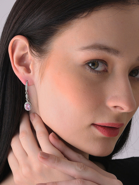 Silver Plated Designer Stone Drop Earring