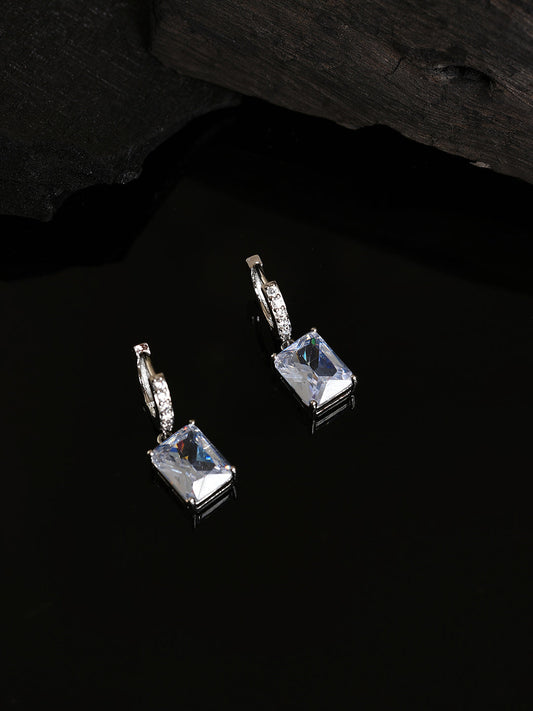 Silver Plated Designer Stone Drop Earring