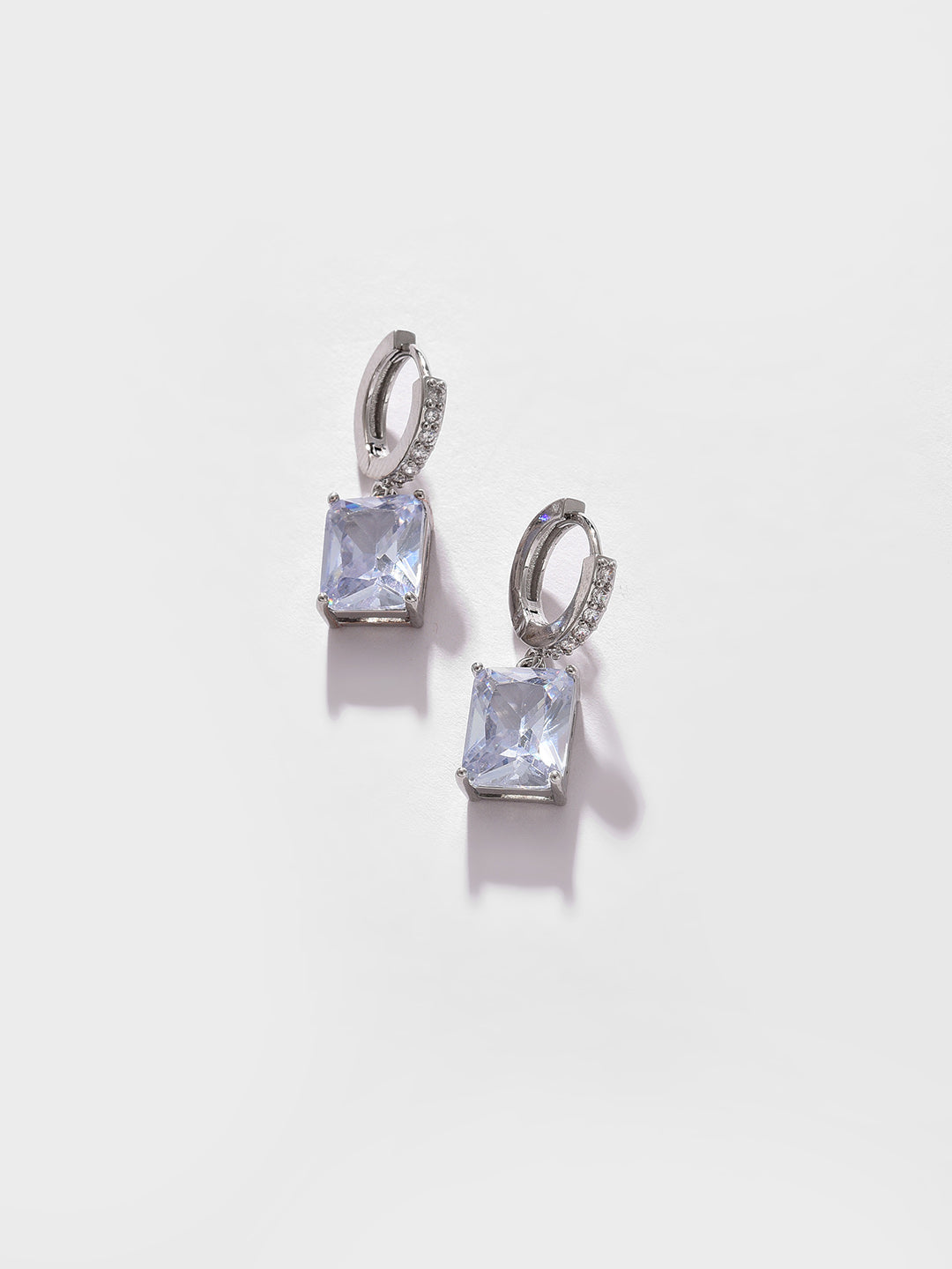 Silver Plated Designer Stone Drop Earring