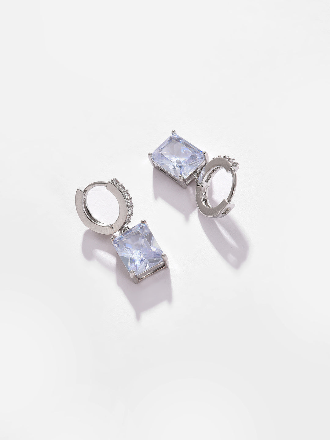 Silver Plated Designer Stone Drop Earring