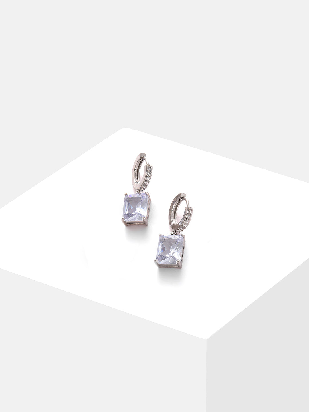 Silver Plated Designer Stone Drop Earring