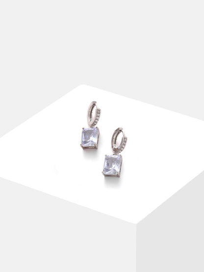 Silver Plated Designer Stone Drop Earring