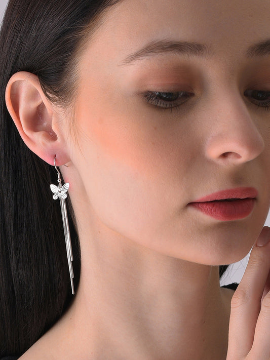 Silver Plated Designer Stone Drop Earring