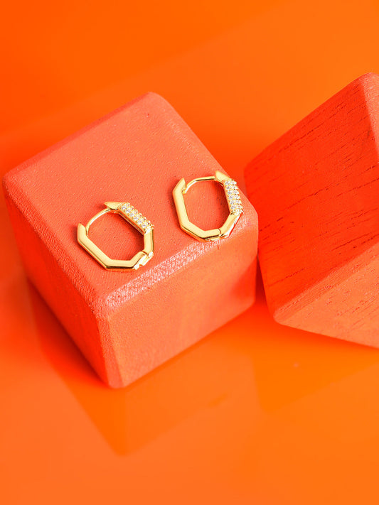 Gold Plated Designer Stone Stud