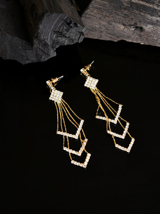 Gold Plated Designer Stone Drop Earring