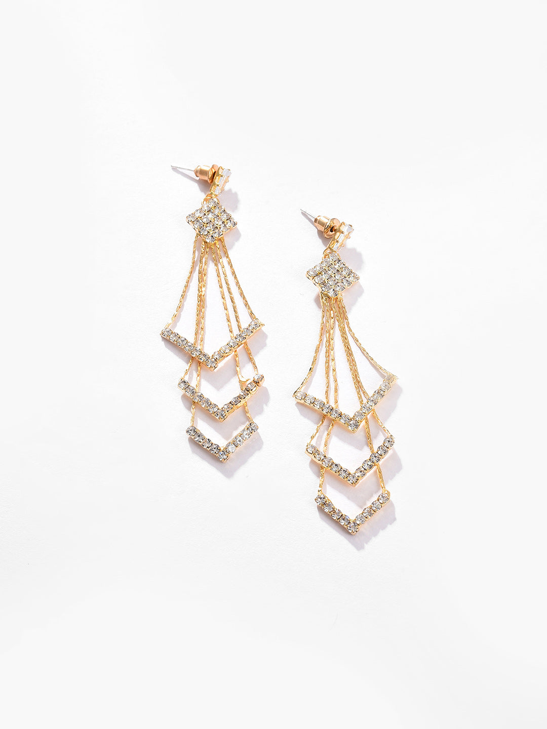 Gold Plated Designer Stone Drop Earring