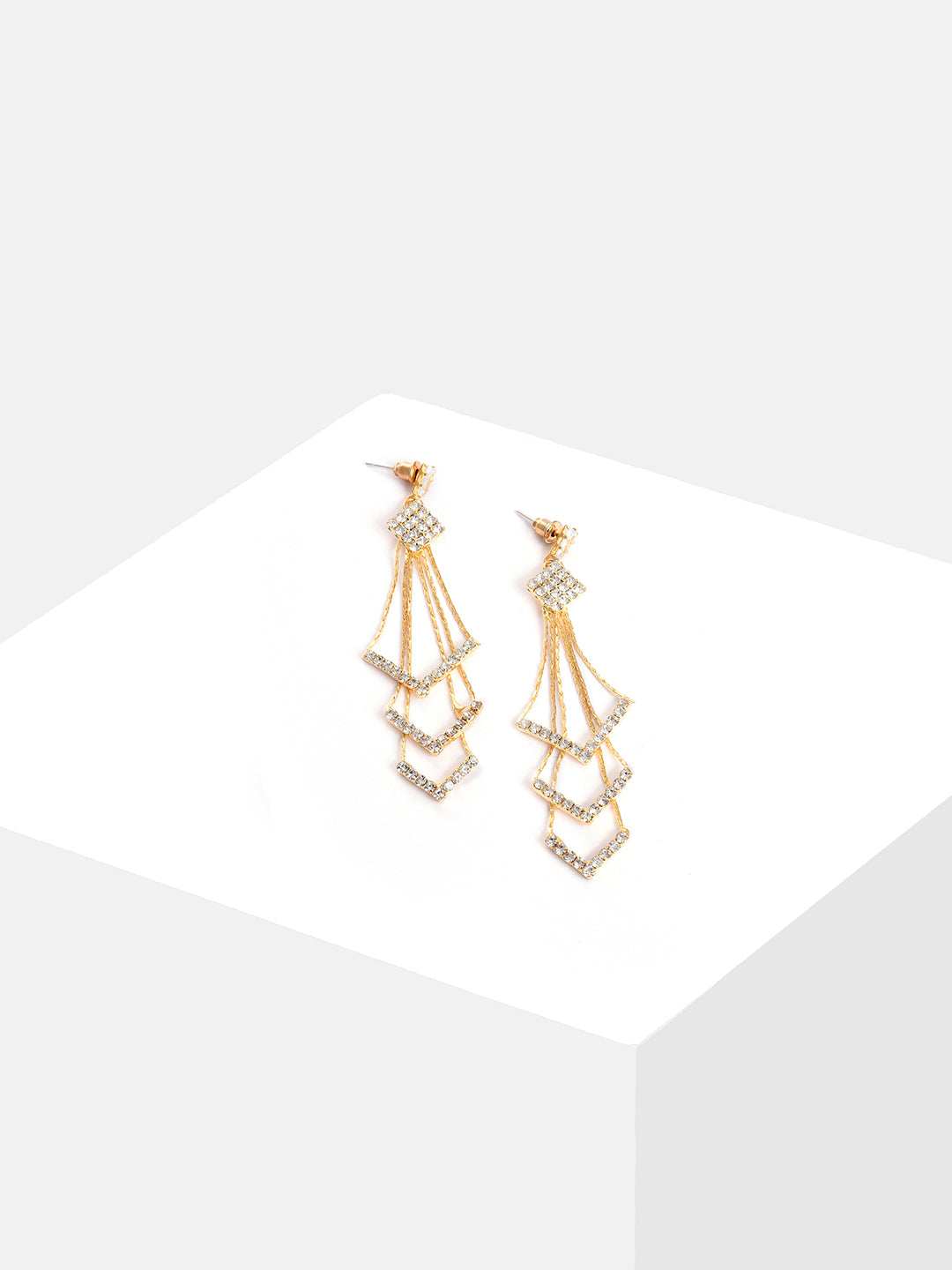 Gold Plated Designer Stone Drop Earring