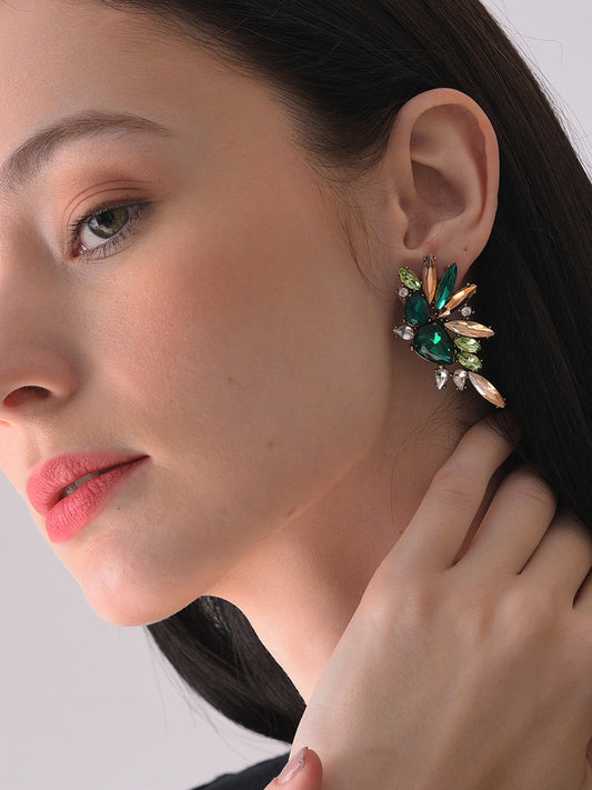 Gold Plated Designer Stone Stud